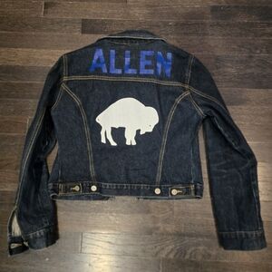 NFL Buffalo Bills Crop Dark Denim Jean Jacket Josh Allen - SZ Medium